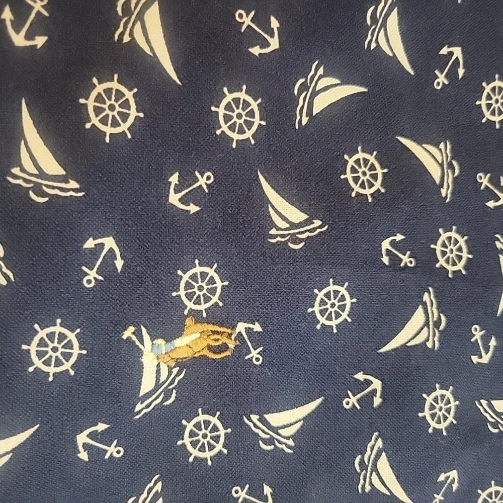 Polo Ralph Lauren Shirt Adult Large Blue Allover Print Boat Anchor‎ Flesh Pony